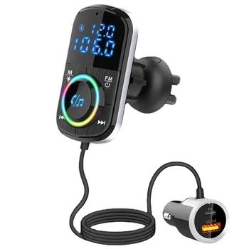 Автомобилен MP3 плейър Bluetooth BC71, FM трансмитер с говорител, Слот за карта памет, Бързо зареждане на QC3.0/PD, зарядно за Кола, Авто MP3