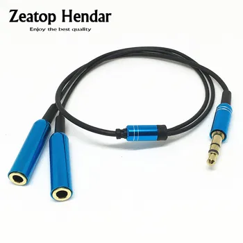 1 бр. добро качество 3,5 мм стерео жак AUX от 1 мъже 2 жени Y-образна ивица аудио кабел за слушалки Синьо гнездо