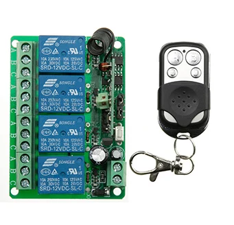 DC12V 4CH 10A Радио Контролер RF Безжичен Бутон на Дистанционното Управление на Ключа Предавател + Приемник светлина /лампа/прозорец/Гаражни врати