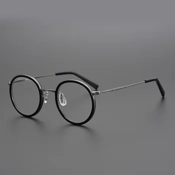 Японски кръгли титанови точки на ръчно изработени в рамките Мъжки ретро очила дамски оптични очила при късогледство Gafas Oculos Grau De