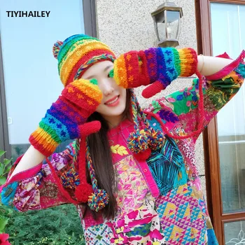 TIYIHAILEY Безплатна Доставка 2020 Нова Мода Оптимистичните Цветни Зимни Топли Дебели Флисовые Вътрешни Ръкавици За Жени Вълнени Високо Качество