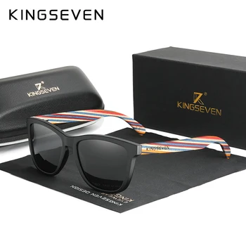 KINGSEVEN Оригинален Дизайн Многоцветни Дървени Слънчеви Очила Мъжки 2020 Ръчно изработени Луксозни Модни Дамски Огледални Слънчеви Очила Oculos de sol