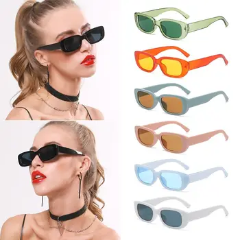 Fashion слънчеви очила с UV400 защита от 90-те, правоъгълни слънчеви очила в ярки цветове, реколта нюанси, слънчеви очила Y2K, слънчеви очила за жени и мъже