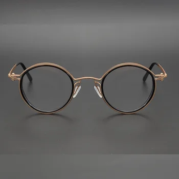 Японски кръгли очила са ръчно изработени в ретро-стил, оптични рамки за очила, мъжки слънчеви очила от титан с рецепта, дамски ретро очила за късогледство