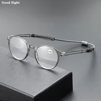 Добро зрение Магнитни висящи очила за четене на шията, мъжки рамки, слънчеви очила по рецепта, увеличително стъкло, преносими 안경테 диоптър + 3,5 + 4