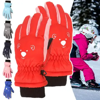 Зимните нескользящие ръкавици без пръсти с изображение на елен и заек, водоустойчив ветроупорен ръкавици без пръсти с дълги ръкави, детски ски ръкавици, дебели топли