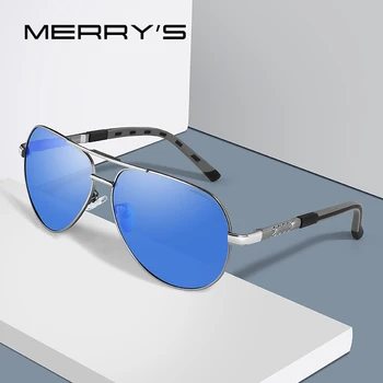 MERRYS DESIGN Мъжки класически алуминиеви слънчеви очила пилот с поляризация с висока разделителна способност, авиационна рамки за управление, защита UV400 S8725