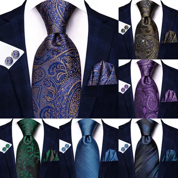 2022 Нова Мода Тъмно Синьо Златна Коприна Сватбен Вратовръзка С Пейсли За Мъже, Ръчно Родословни Обици, Подарък За Бизнес Партита, Директна Доставка, Дизайнерска Вратовръзка