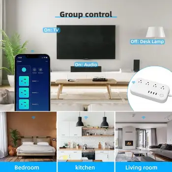 Нов плъг-Sasha WiFi Smart Plug-вграден превключвател за гласово управление, превключвател на време, интелигентен дом, работа с Алекса Google Hom