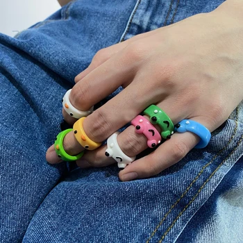 Красиви цветни пръстени с жаби за жени и момичета, прекрасни масивни пръстени, модерно и пръстен от полимерна глина, пръстен за животни, бижута подарък на пръст