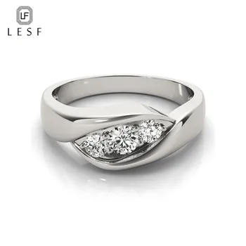 LESF Уникален дизайн, сребро 925 проба, висококачествени бижута, сребърен пръстен с три скъпоценни камъни, CZ за жени, сватбени декорации за годеж