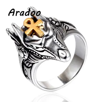 Винтажное пръстен с волчьей главата, мъжко леярна пръстен от неръждаема стомана, пръстен за двойки, бижута подарък