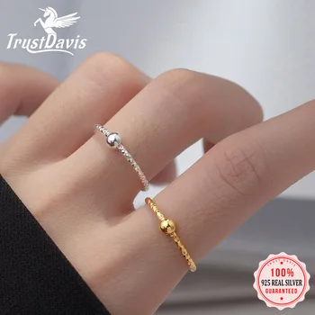 TrustDavis Истинско сребро 925 проба, минималистичные кръгли пръстени за жени, подарък за годишнина от сватбата, изискани модни бижута DS3569