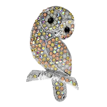 СИНДИ Xiang, ново записване, брошка във формата на голям бухал с кристали пролетна мода на жени във формата на птици, бижута във формата на животни 2 цветове, украса за палта