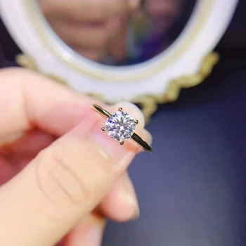 【M & T】 Нов пръстен с муассанитом, пръстен от сребро проба 925, бижута, елегантни благородна парти, годеж, сватба подарък