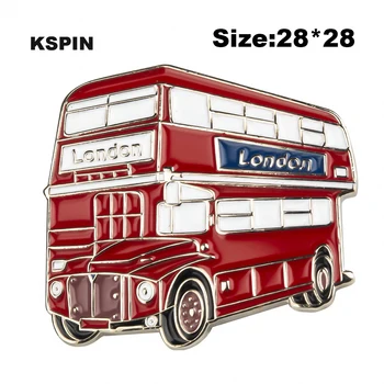 Лондон с автобус Метална икона Игла на ревера Брошка Бижута Гнездо в икони на жени XY0355