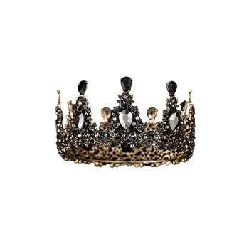 Royal crown за мъже и жени - реколта корона с кристали в бароков стил, пълна с кралски корони за театрални топки