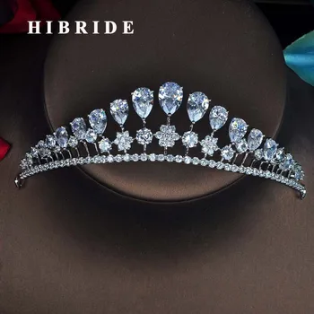 Луксозна превръзка на главата HIBRIDE, благородни диадеми с капки вода, crown за младоженци, блестящи аксесоари за коса, сватбена украса, подаръци, търговия на едро C-62