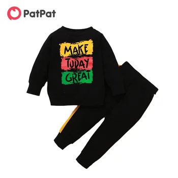 PatPat/нов прием на 2021 г., пролетно-есенен комплект от 2 теми, пуловер и панталони с писмото принтом за деца, комплекти дрехи за момчета