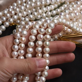 Цена по цена на производителя Безупречно естествена пресноводная перлата на 9-10 мм, натурална почти кръгла картофи перла