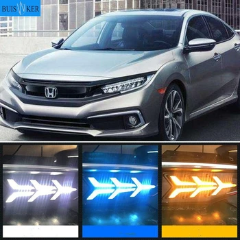 2 бр. за Honda Civic 2019 2020, led дневни светлини с серпантином, премигващ светлинен индикатор на завоя за новата модификация Civic, автомобилен стайлинг