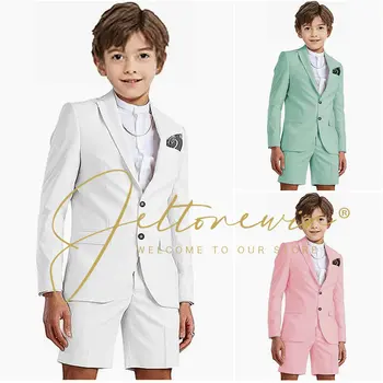 Бял летен костюм за момчета, яке, къси панталони, сватбена рокля от 2 теми, модерно плажна премяна, детски блейзър, комплекти за дрехи