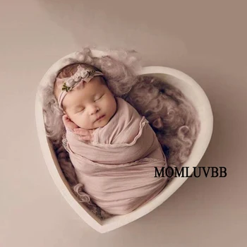 MOMLUVBB Реквизит За Снимки на Бебето Дървена Кутия във формата На Сърце Новородени Бебета Снимка Позирование Аксесоари За Студио, Фотосесии