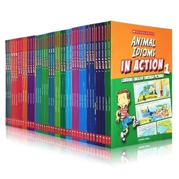 45 книги, Учебни In Action Думи /енергетика Книги за деца, английска детска книга, подарък кутия, мультяшная история със снимки, Livre Libro